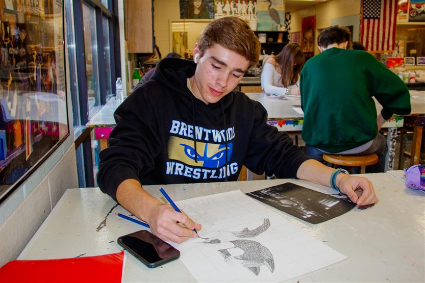 Students in art class